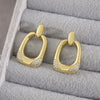 Wholesale 18K Gold Plated Geometric Copper Earrings With Triangular And Square Zircon Encrusted Ear Clips For Women