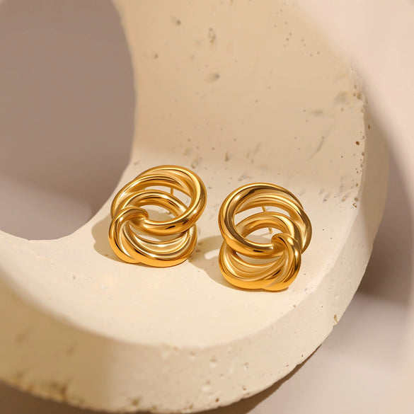 Wholesale 18K Gold Plated Geometric Stainless Steel Earrings For Women