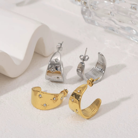 Wholesale 18K Gold Plated Geometric Stainless Steel Earrings For Women