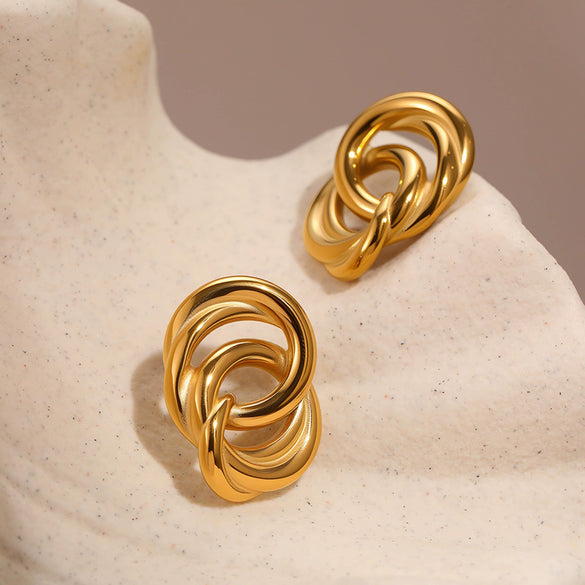 Wholesale 18K Gold Plated Geometric Stainless Steel Earrings For Women