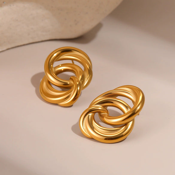 Wholesale 18K Gold Plated Geometric Stainless Steel Earrings For Women