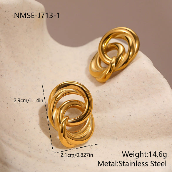 Wholesale 18K Gold Plated Geometric Stainless Steel Earrings For Women