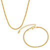 Wholesale 18K Gold Plated Stainless Steel And Zircon Baby's Breath Cauliflower Chain Sparkling Bracelet And Clavicle Necklace Set For Women