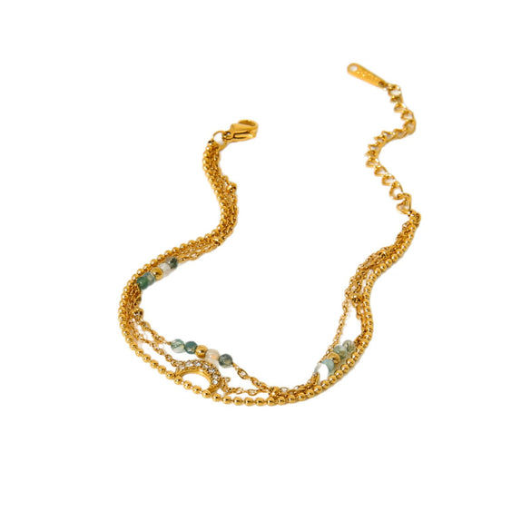 Wholesale 18K Gold Plated Stainless Steel Constellation Moon Pendant Multilayer Anklet For Women Luxury Jewelry