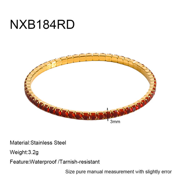 Wholesale 18K Gold Plated Stainless Steel Elastic Bracelet With Colorful Zircon Light Luxury Niche Jewelry