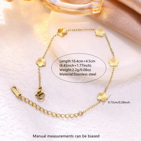 Wholesale 18K Gold Plated Stainless Steel Flower Bracelet And Necklace For Women