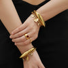 Wholesale 18K Gold Plated Stainless Steel Geometric Flower Heart Cshaped Beveled High Polish Glossy Pendant Bracelet Accessories
