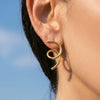Wholesale 18K Gold Plated Stainless Steel Geometric Shaped Earrings For Women With Spiral Lines And Niche Style