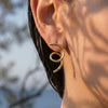 Wholesale 18K Gold Plated Stainless Steel Geometric Shaped Earrings For Women With Spiral Lines And Niche Style