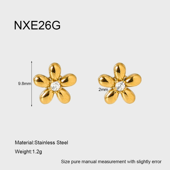 Wholesale 18K Gold Plated Stainless Steel Geometric Zircon Flower Earrings For Women