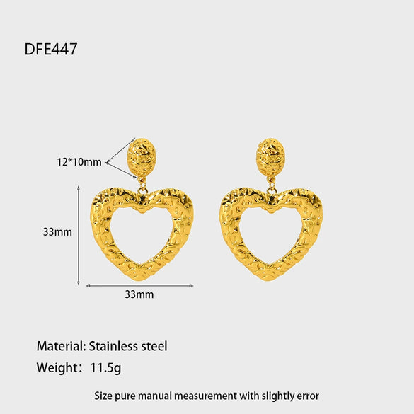 Wholesale 18K Gold Plated Stainless Steel Heart Shape Earrings For Women