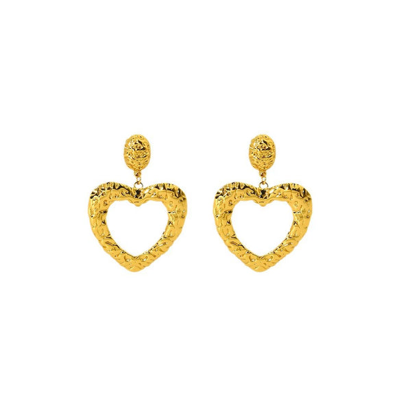 Wholesale 18K Gold Plated Stainless Steel Heart Shape Earrings For Women