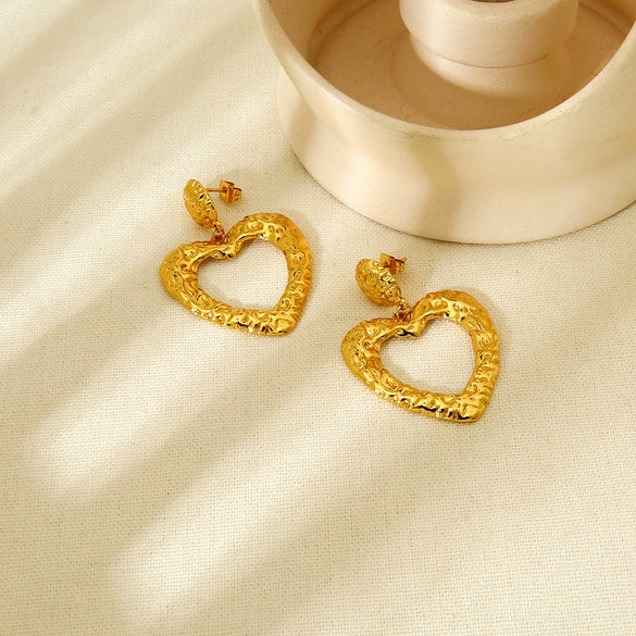 Wholesale 18K Gold Plated Stainless Steel Heart Shape Earrings For Women