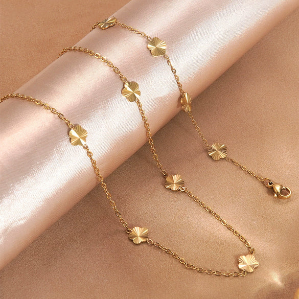 Wholesale 18K Gold Plated Stainless Steel Plants And Flowers Necklace And Bracelet Jewelry For Women