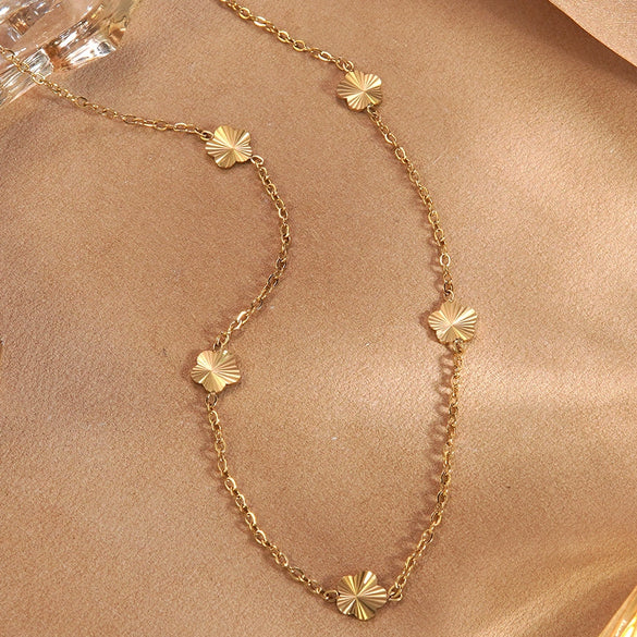 Wholesale 18K Gold Plated Stainless Steel Plants And Flowers Necklace And Bracelet Jewelry For Women