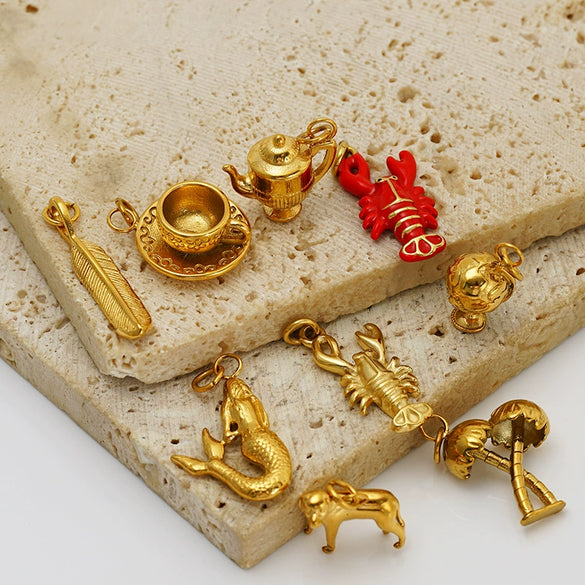 Wholesale 18K Gold Plated Stainless Steel Quirky Cartoon Jewelry Necklace And Bracelet Accessories