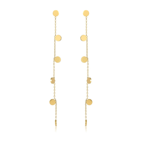 Wholesale 18K Gold Plated Stainless Steel Round Long Tassel Earrings For Women