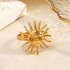 Wholesale 18K Gold Plated Stainless Steel Sun Pattern Open Ring For Women