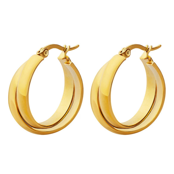 Wholesale 18K Gold Plated Titanium Steel Double Ushaped Personality Earrings For Women