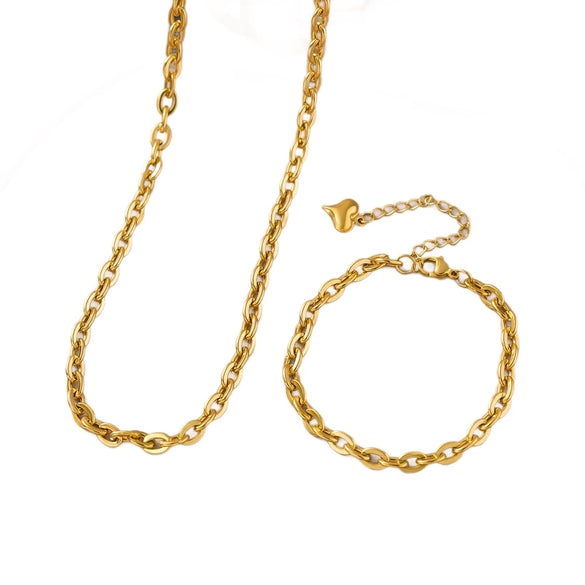 Wholesale 18K Gold Plated Titanium Steel Geometric Cuban Chain Necklace For Women And Couples