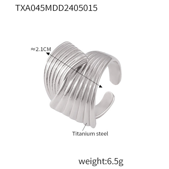 Wholesale 18K Gold Plated Titanium Steel Hand Polished Geometric Simple Design Earrings And Ring Set For Women
