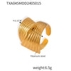 Wholesale 18K Gold Plated Titanium Steel Hand Polished Geometric Simple Design Earrings And Ring Set For Women