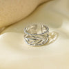 Wholesale 18K Gold Plated Titanium Steel Leaf Ring For Women With Little Fresh Style