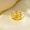 Wholesale 18K Gold Plated Titanium Steel Leaf Ring For Women With Little Fresh Style