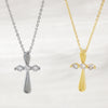 Wholesale 18K Gold Plated Zircon Inlaid Cross Copper Necklace For Unisex With Unique Design