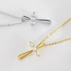 Wholesale 18K Gold Plated Zircon Inlaid Cross Copper Necklace For Unisex With Unique Design