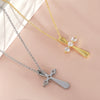 Wholesale 18K Gold Plated Zircon Inlaid Cross Copper Necklace For Unisex With Unique Design