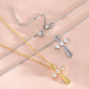 Wholesale 18K Gold Plated Zircon Inlaid Cross Copper Necklace For Unisex With Unique Design