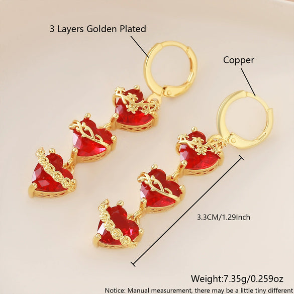 Wholesale 18K Goldplated Copper Heartshaped Light Luxury Style Earrings For Women