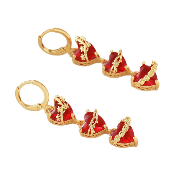 Wholesale 18K Goldplated Copper Heartshaped Light Luxury Style Earrings For Women