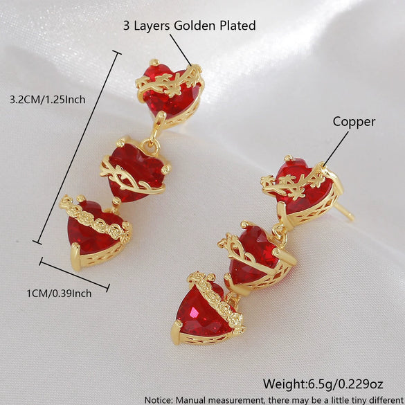 Wholesale 18K Goldplated Copper Heartshaped Light Luxury Style Earrings For Women