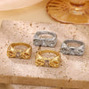 Wholesale 18K Goldplated Copper Zircon Threedimensional Stamp Sos Letter Ring Light Luxury Elegant Nonfading Unisex Jewelry