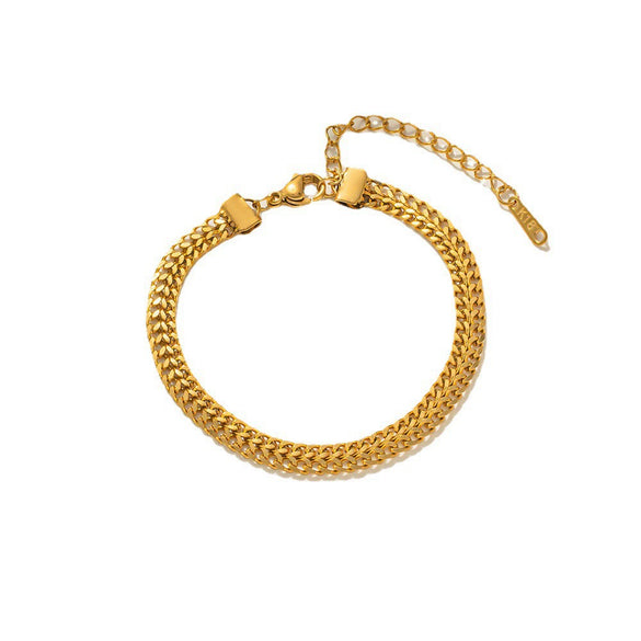 Wholesale 18K Goldplated Geometric Titanium Steel Cuban Chain Bracelet For Women