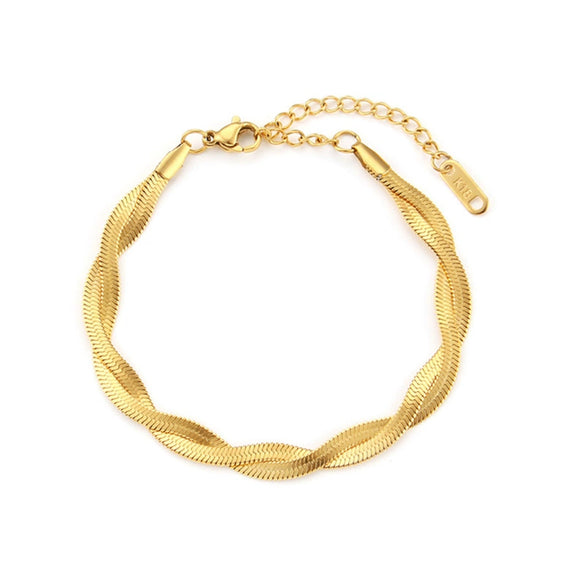 Wholesale 18K Goldplated Geometric Titanium Steel Cuban Chain Bracelet For Women
