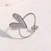 Wholesale 18K Goldplated Heart Shape Simple Stainless Steel Open Ring For Women