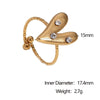 Wholesale 18K Goldplated Heart Shape Simple Stainless Steel Open Ring For Women