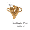 Wholesale 18K Goldplated Heart Shape Simple Stainless Steel Open Ring For Women