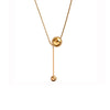 Wholesale 18K Goldplated Long Tassel Bead Chain Necklace With Geometric And Insect Pattern Titanium Steel Round Bead Tassel Pendant For Women