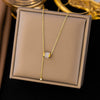 Wholesale 18K Goldplated Long Tassel Bead Chain Necklace With Geometric And Insect Pattern Titanium Steel Round Bead Tassel Pendant For Women