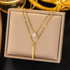 Wholesale 18K Goldplated Long Tassel Bead Chain Necklace With Geometric And Insect Pattern Titanium Steel Round Bead Tassel Pendant For Women