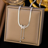 Wholesale 18K Goldplated Long Tassel Bead Chain Necklace With Geometric And Insect Pattern Titanium Steel Round Bead Tassel Pendant For Women