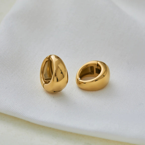 Wholesale 18K Goldplated Stainless Steel Geometric Beanshaped Stud Earrings For Women