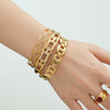 Wholesale 18K Goldplated Stainless Steel Geometric Cut Out Buckle Cross Opening Bracelet