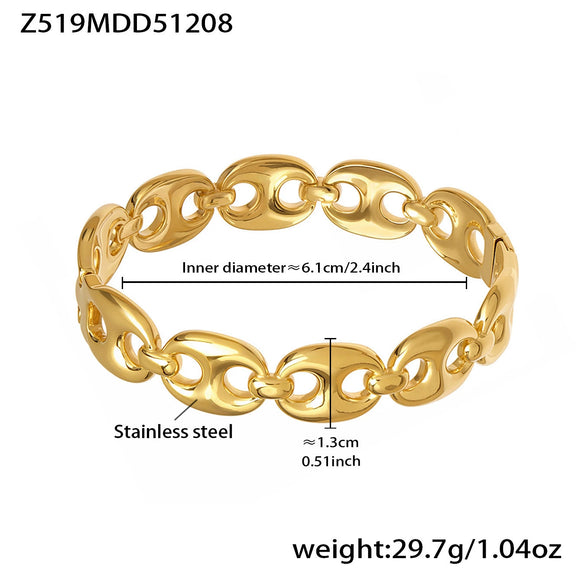 Wholesale 18K Goldplated Stainless Steel Geometric Cut Out Buckle Cross Opening Bracelet