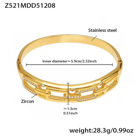 Wholesale 18K Goldplated Stainless Steel Geometric Cut Out Buckle Cross Opening Bracelet