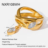 Wholesale 18K Goldplated Stainless Steel Geometric Rings With Marquise Zircon Pendants Women's Jewelry Accessories